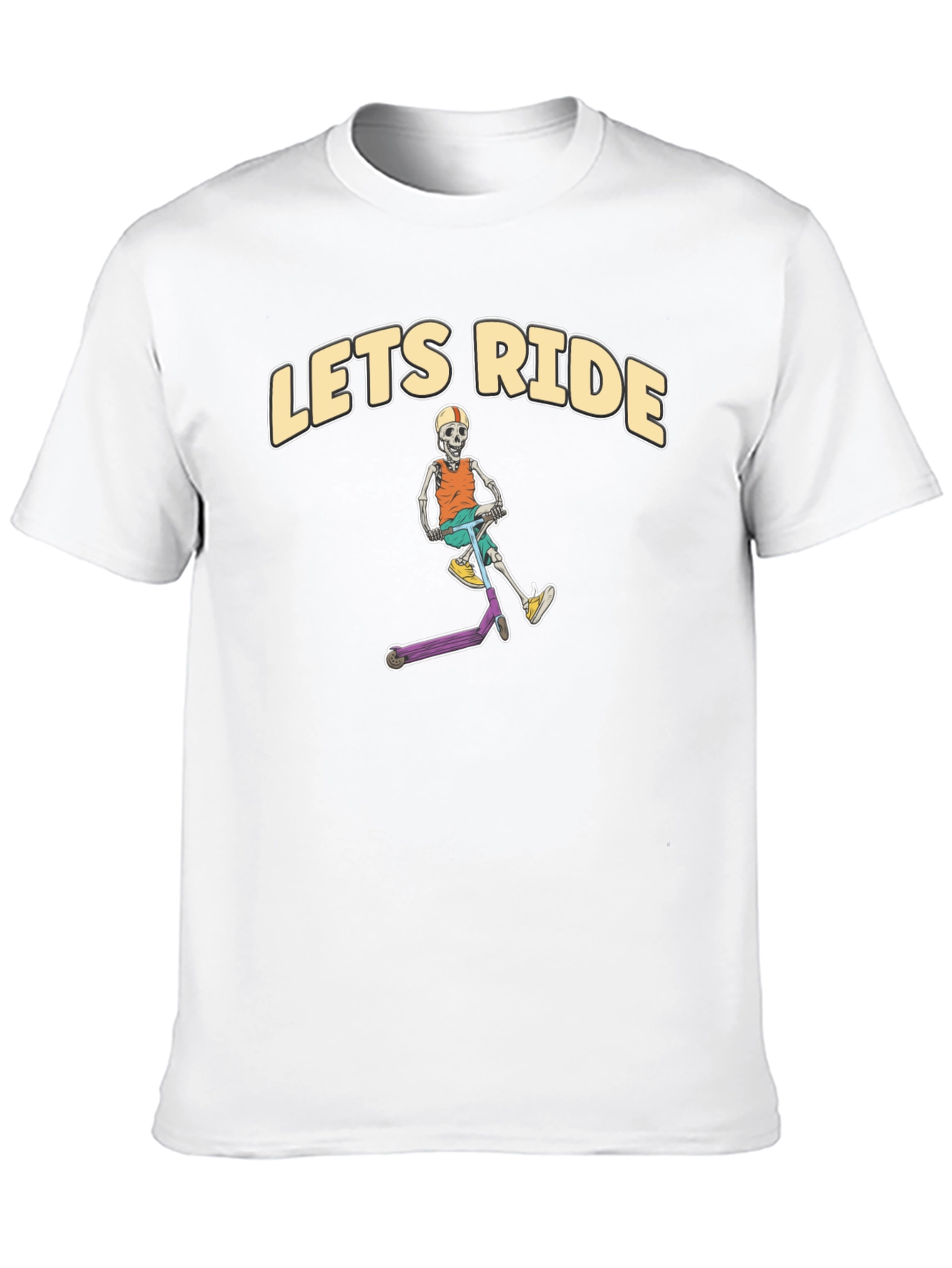 Lets Ride Skeleton Scooter Black T-Shirt