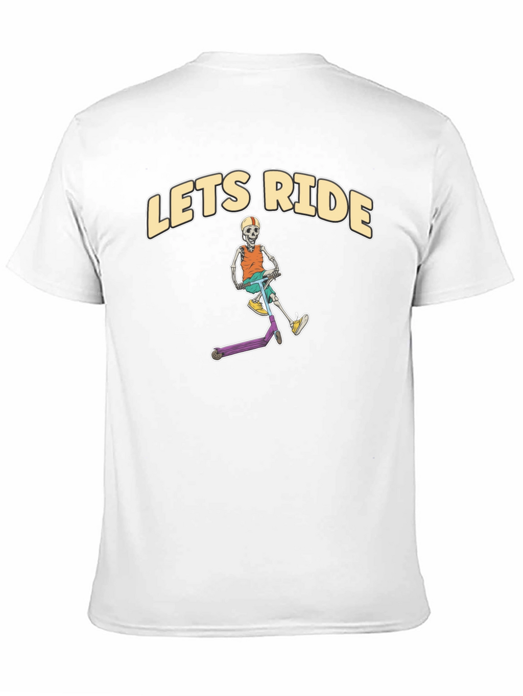 Lets Ride Skeleton Scooter Black T-Shirt