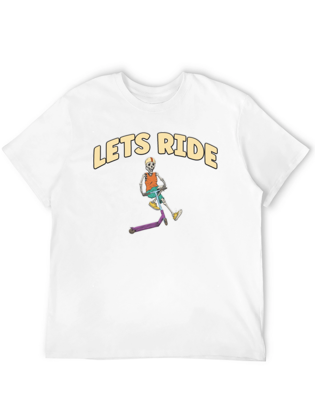 Lets Ride Skeleton Scooter Black T-Shirt