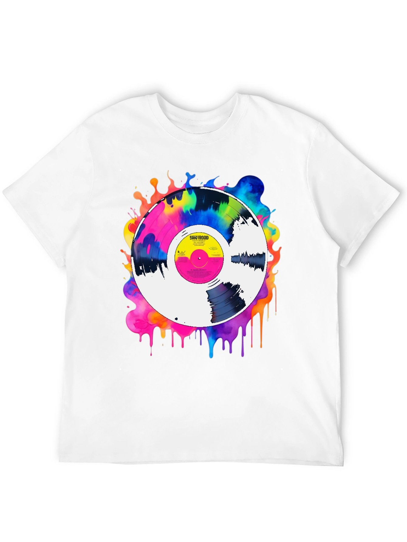 Colorful Vinyl Record Graphic Tee - Music Lover T-Shirt