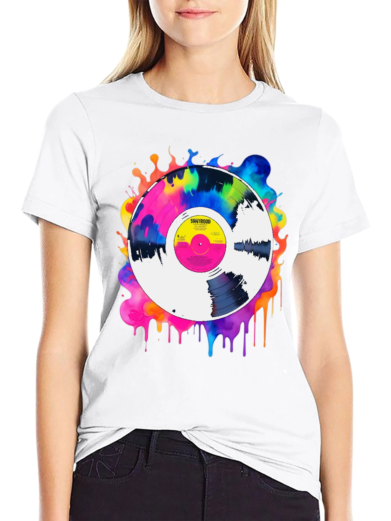 Colorful Vinyl Record Graphic Tee - Music Lover T-Shirt
