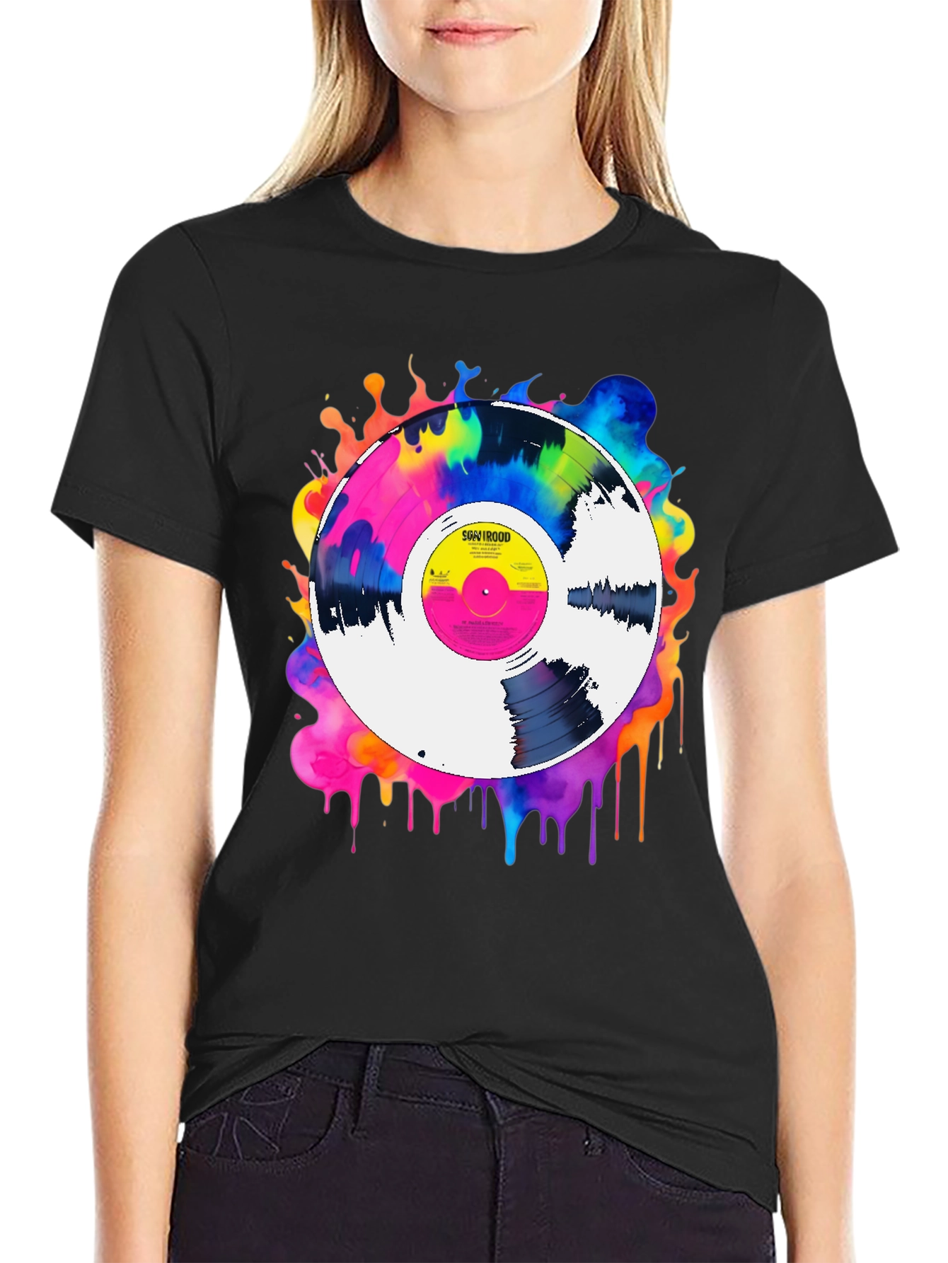 Colorful Vinyl Record Graphic Tee - Music Lover T-Shirt