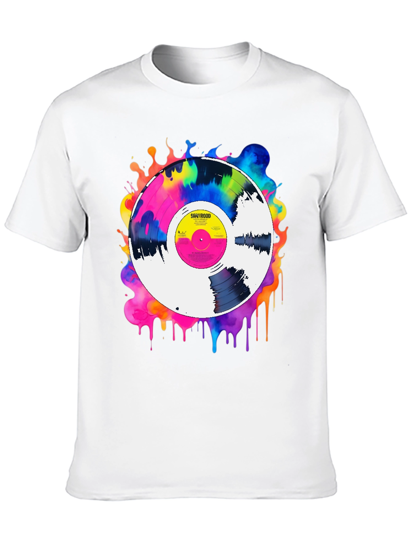 Colorful Vinyl Record Graphic Tee - Music Lover T-Shirt