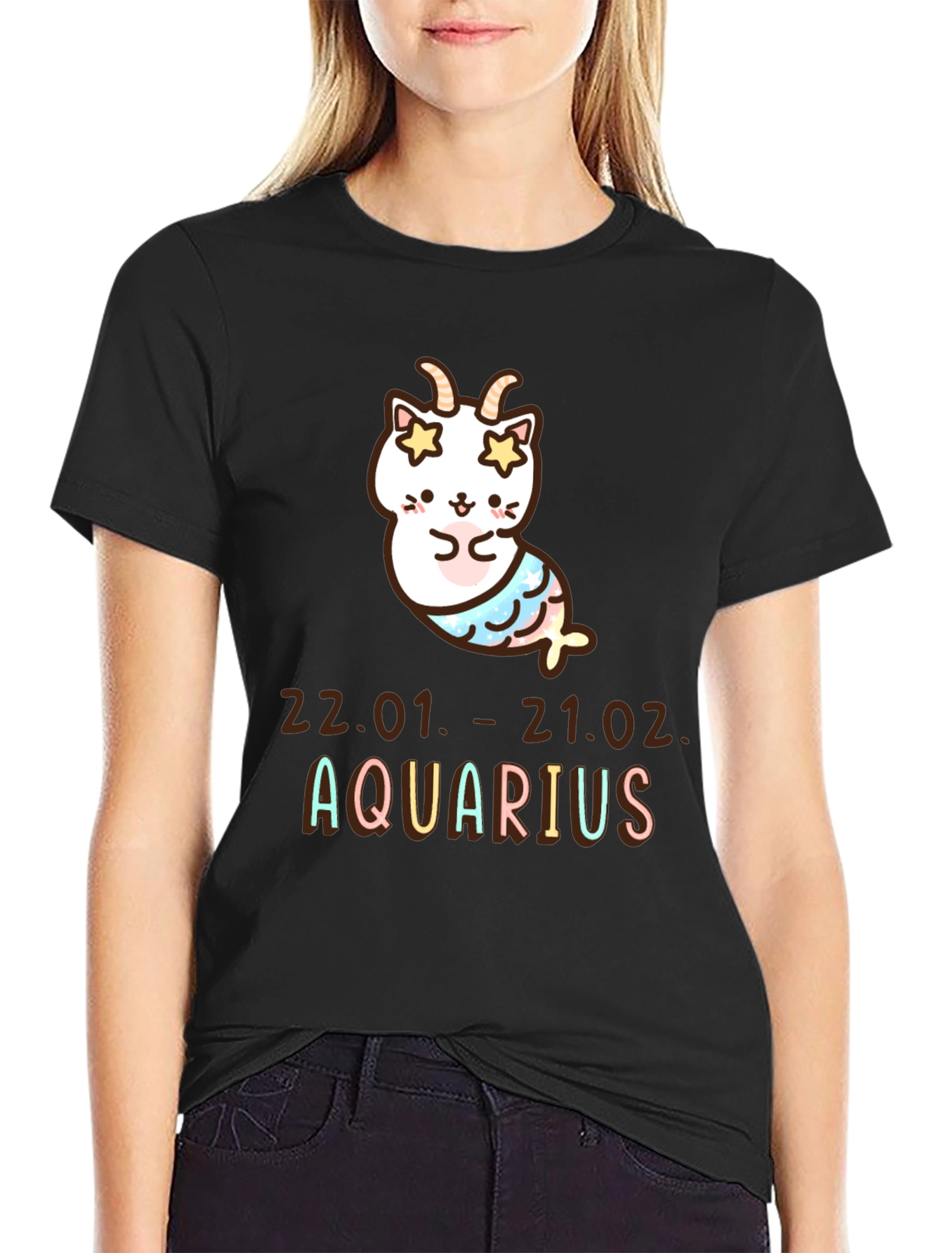 Aquarius Zodiac Cat T-Shirt
