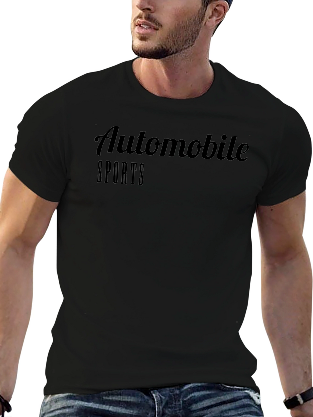 Automobile Sports Black Graphic T-Shirt