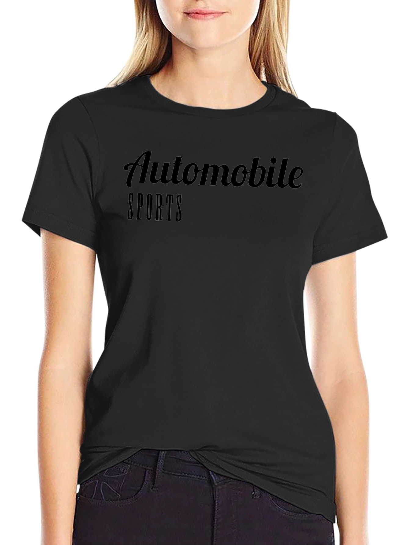 Automobile Sports Black Graphic T-Shirt
