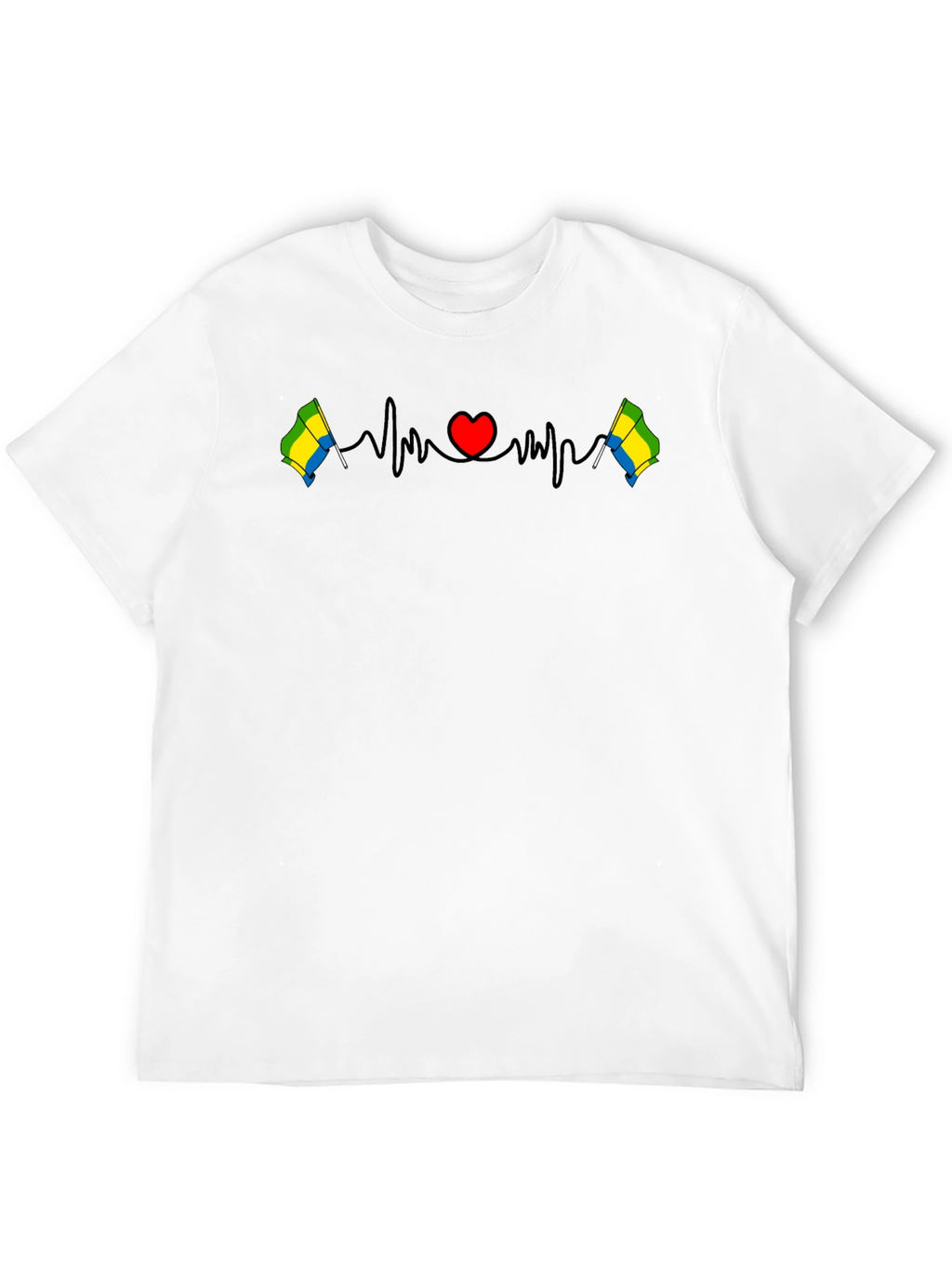 Gabon Flag Heartbeat T-Shirt