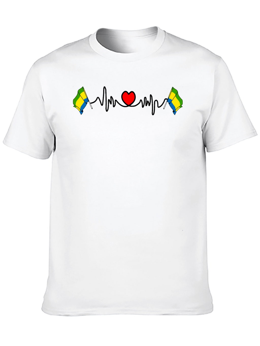 Gabon Flag Heartbeat T-Shirt