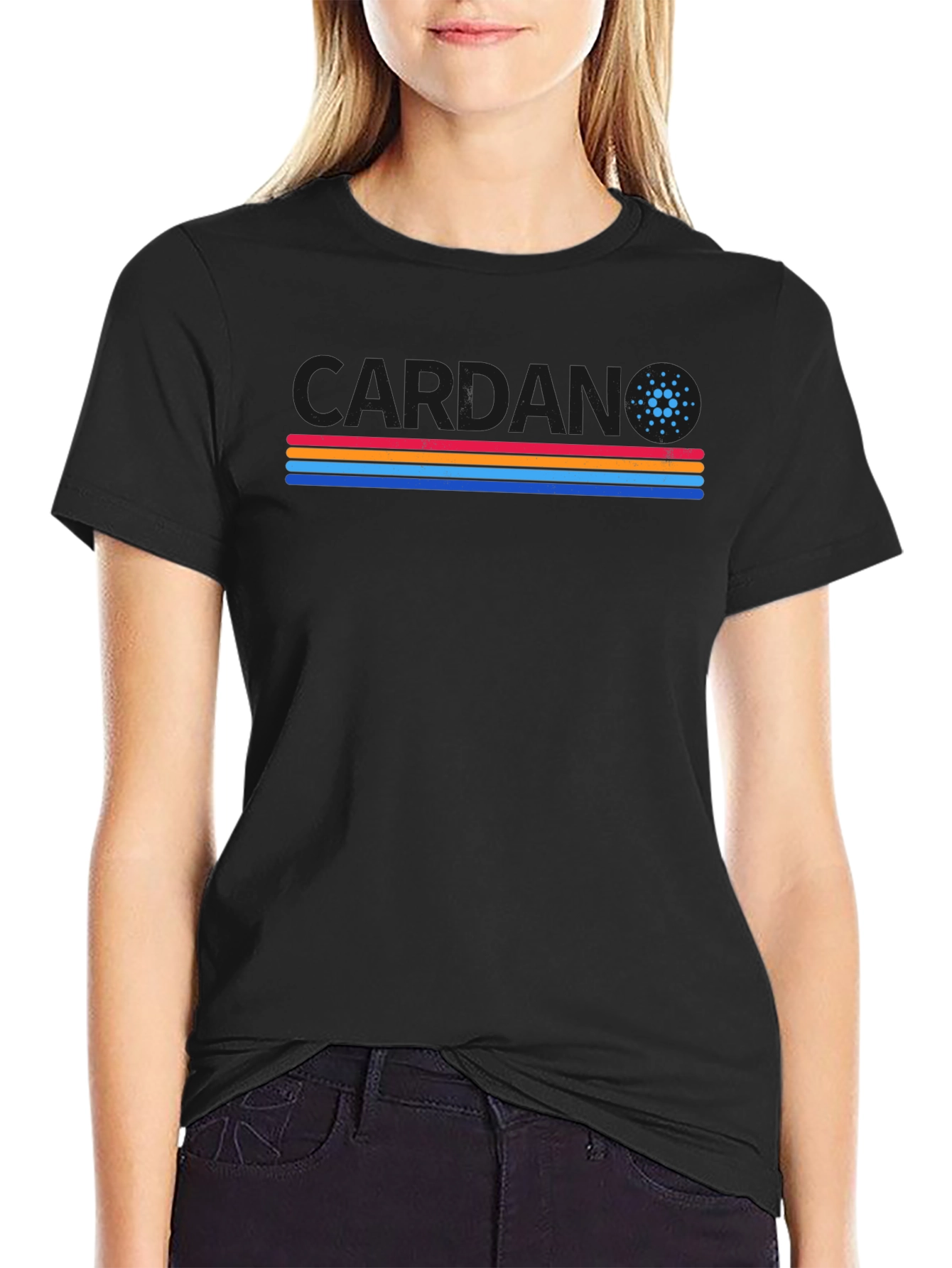 Cardano Crypto T-Shirt Retro Stripes ADA Cryptocurrency Tee