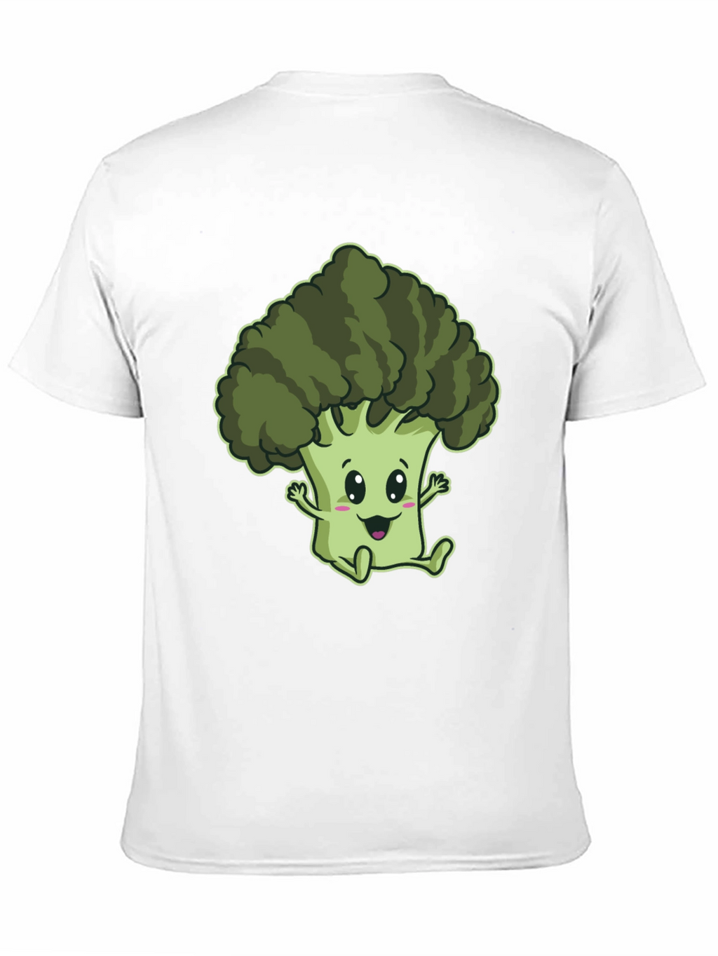 Cute Broccoli Cartoon Graphic Black T-Shirt