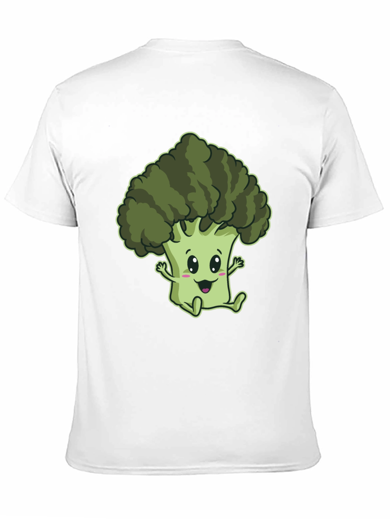 Cute Broccoli Cartoon Graphic Black T-Shirt