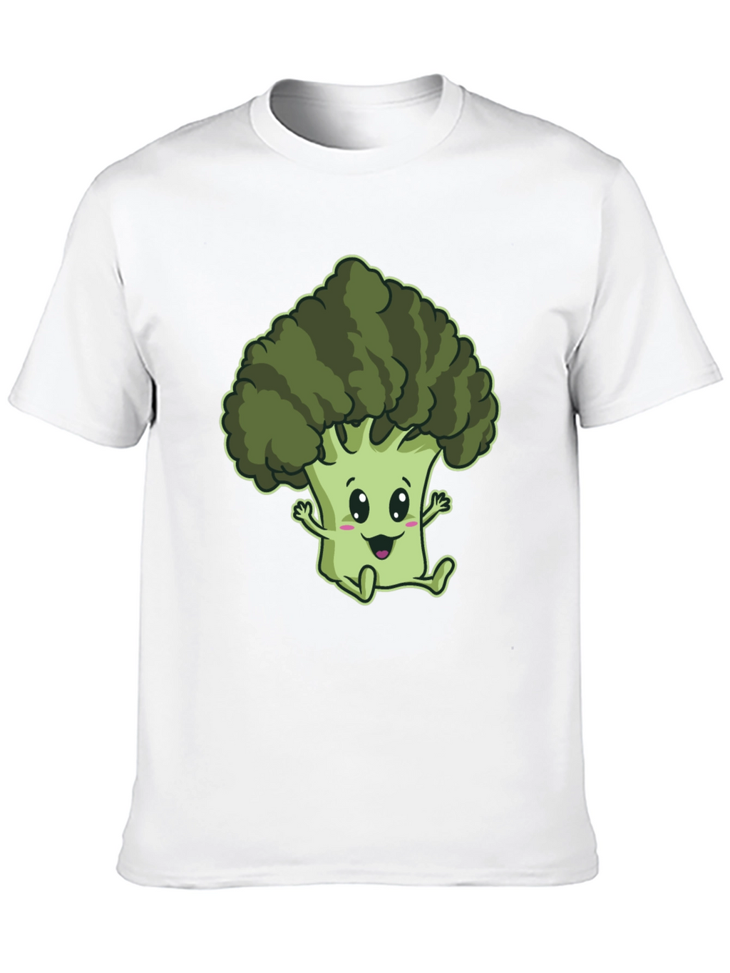 Cute Broccoli Cartoon Graphic Black T-Shirt