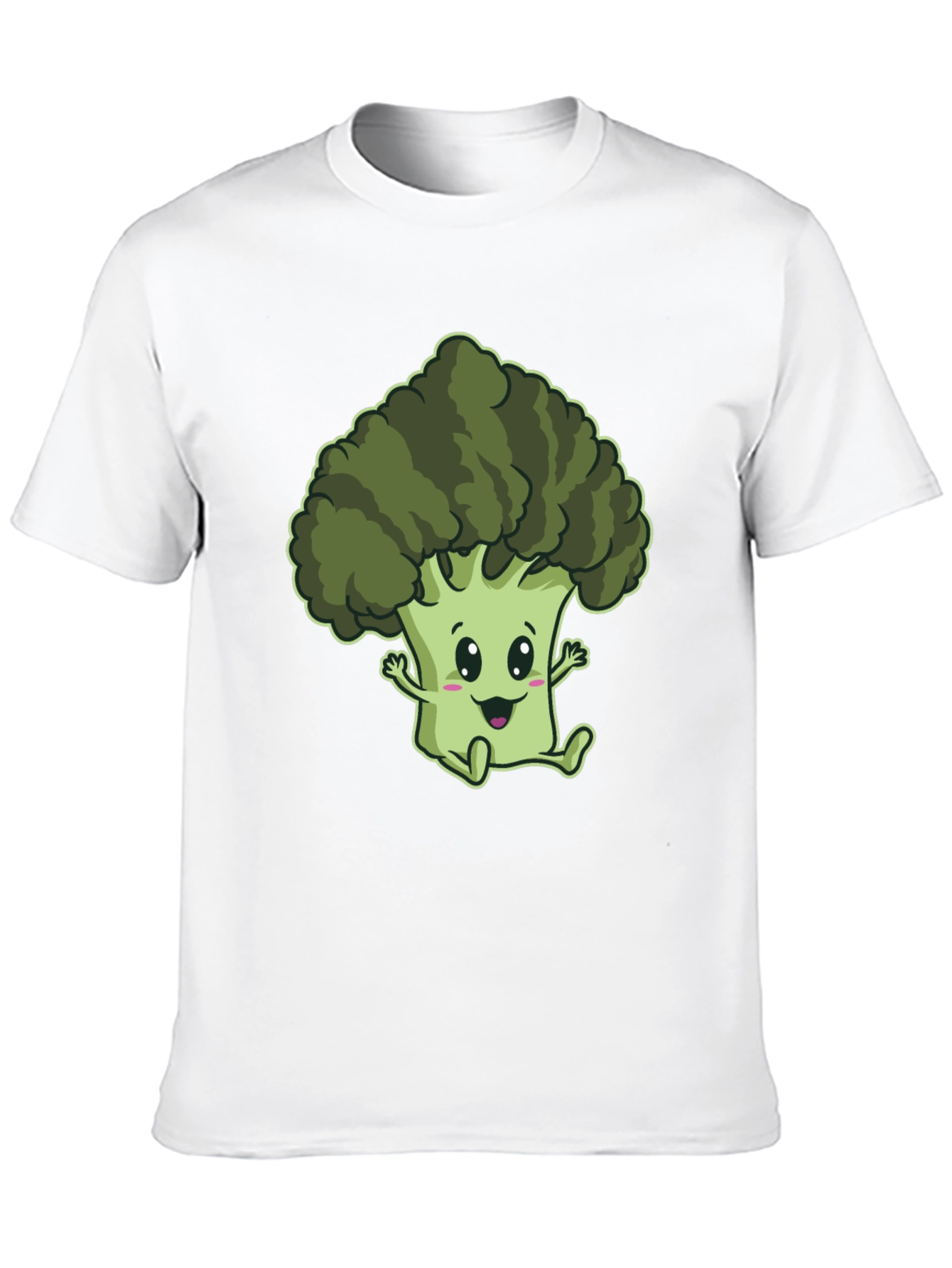 Cute Broccoli Cartoon Graphic Black T-Shirt