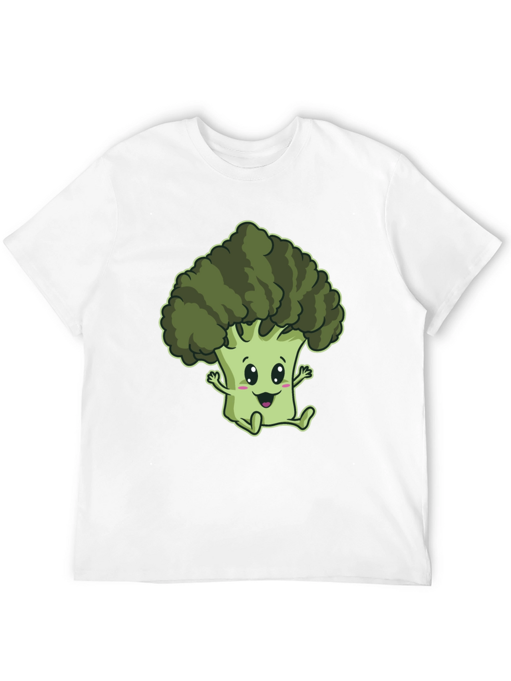 Cute Broccoli Cartoon Graphic Black T-Shirt