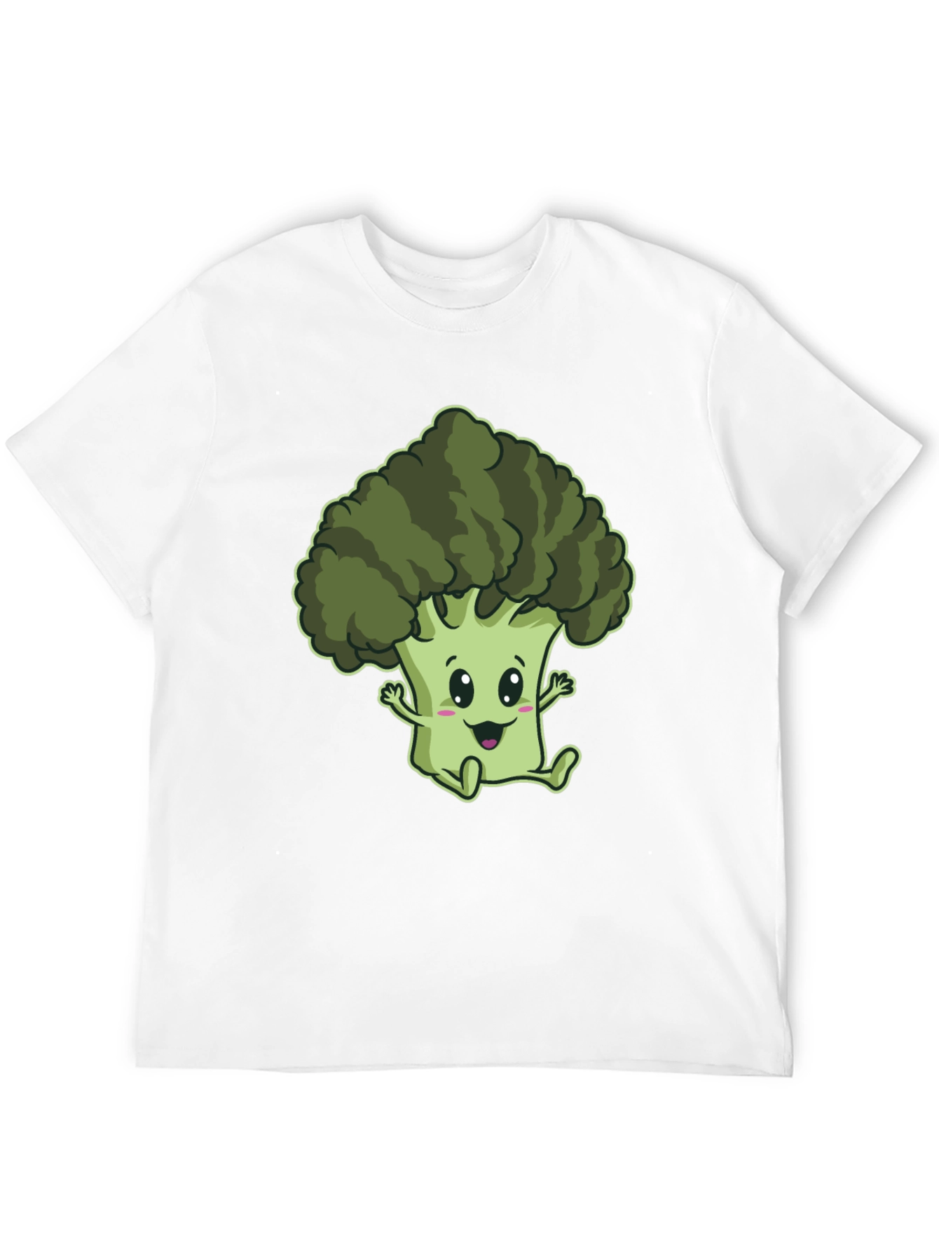 Cute Broccoli Cartoon Graphic Black T-Shirt