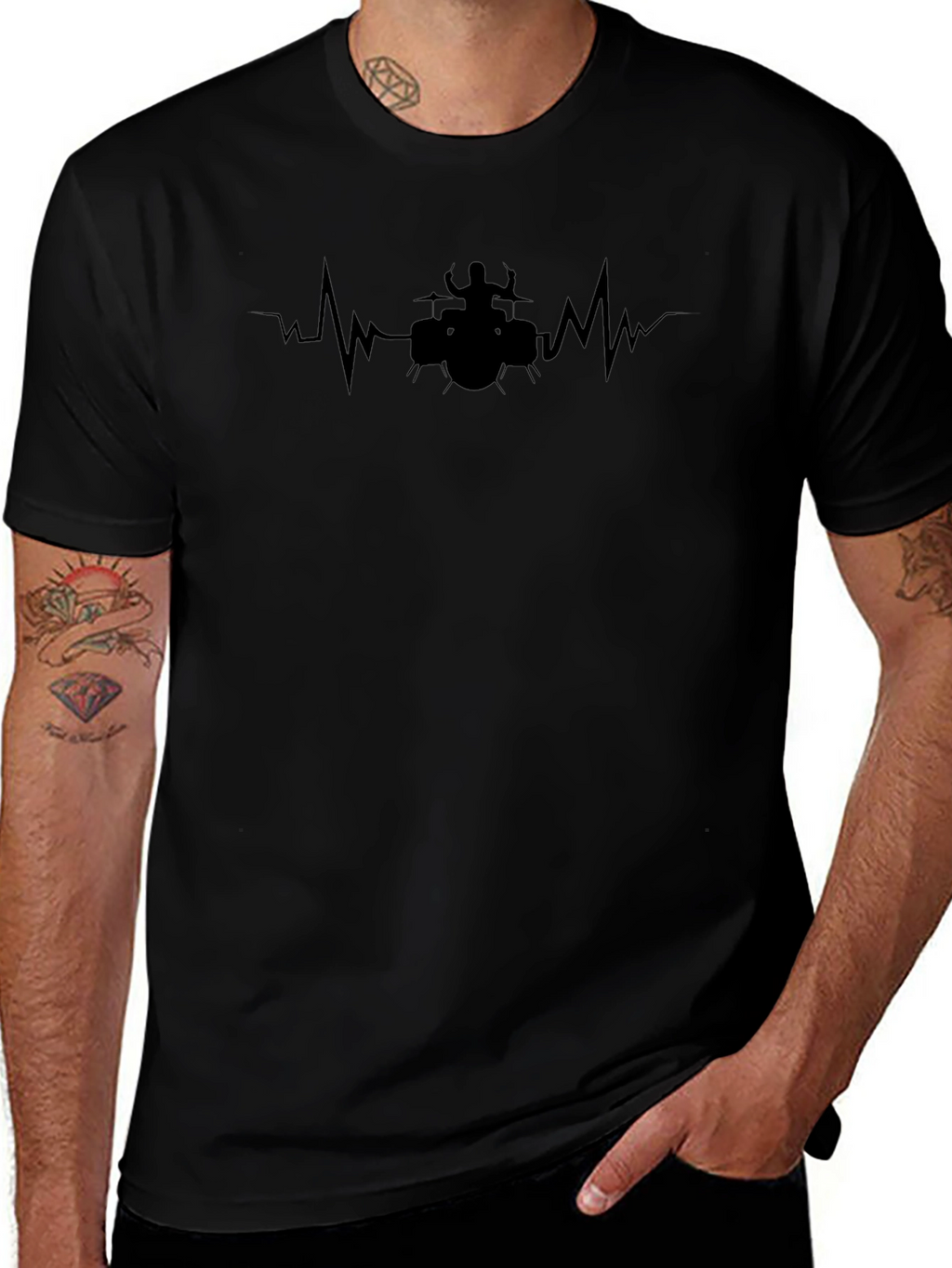 Drummer Heartbeat T-Shirt - Music Lover Tee