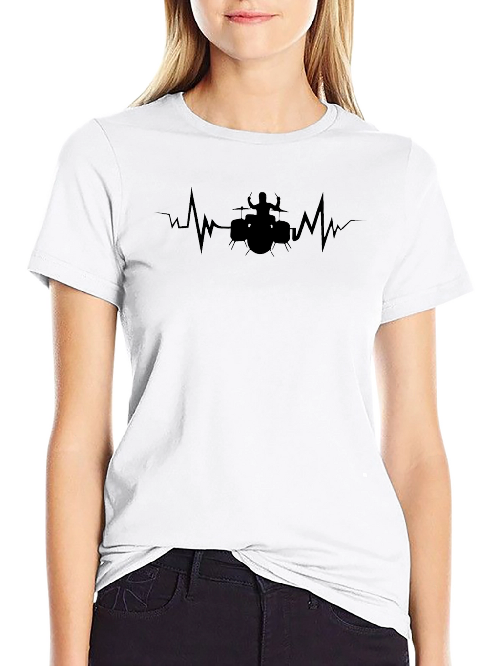 Drummer Heartbeat T-Shirt - Music Lover Tee