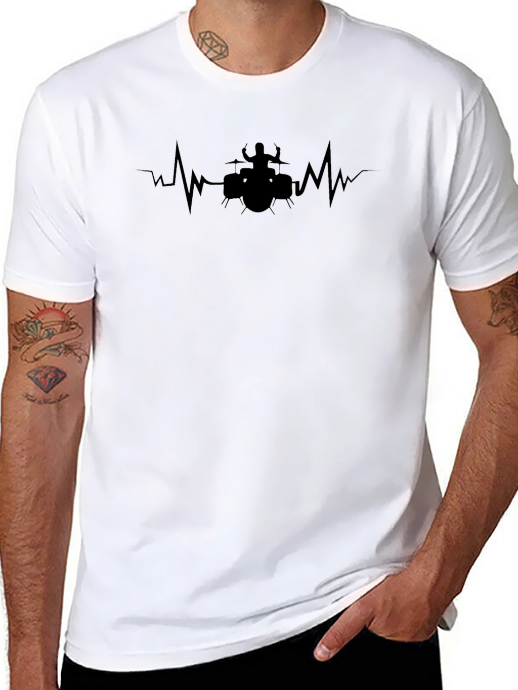 Drummer Heartbeat T-Shirt - Music Lover Tee