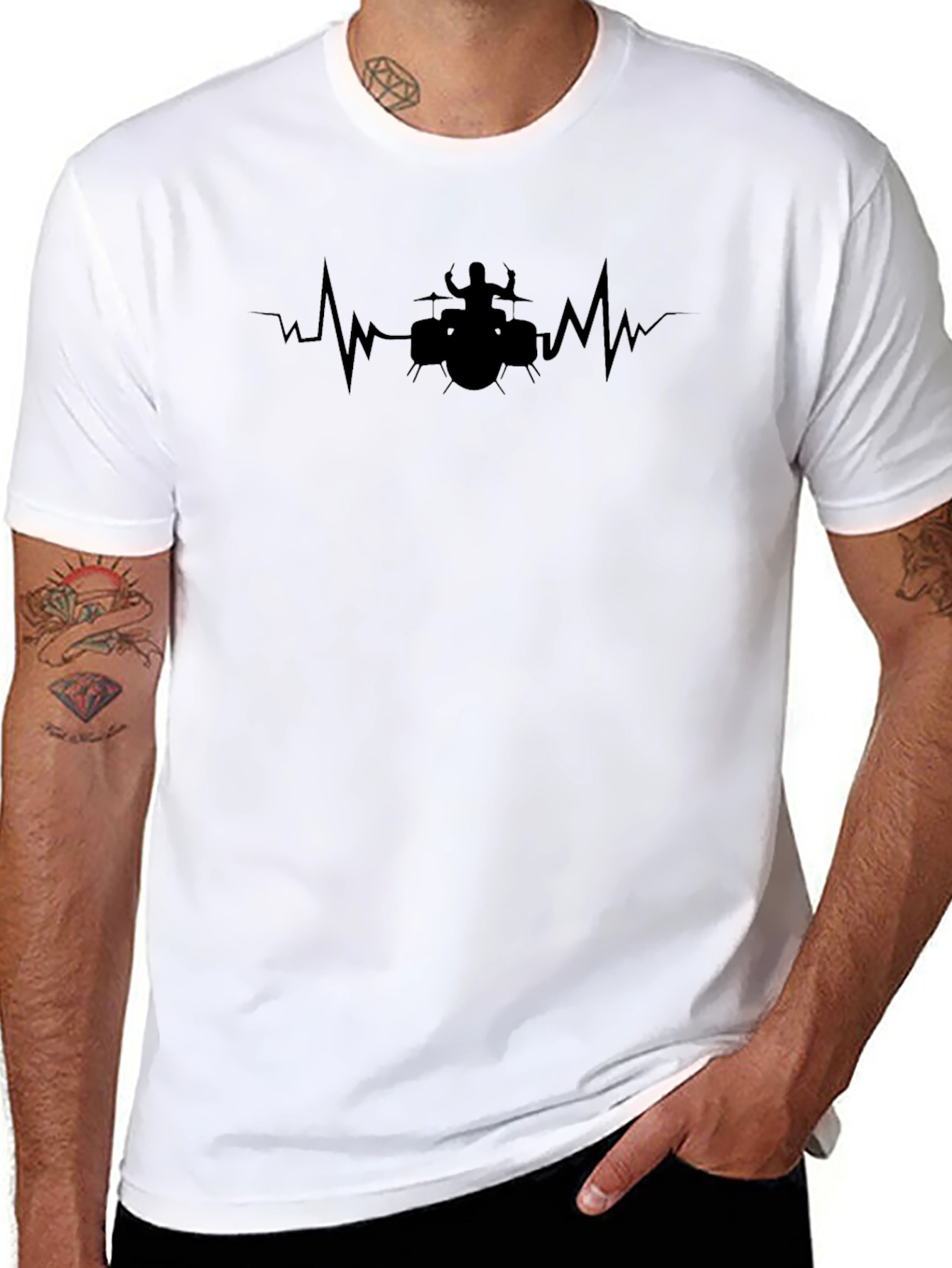 Drummer Heartbeat T-Shirt - Music Lover Tee