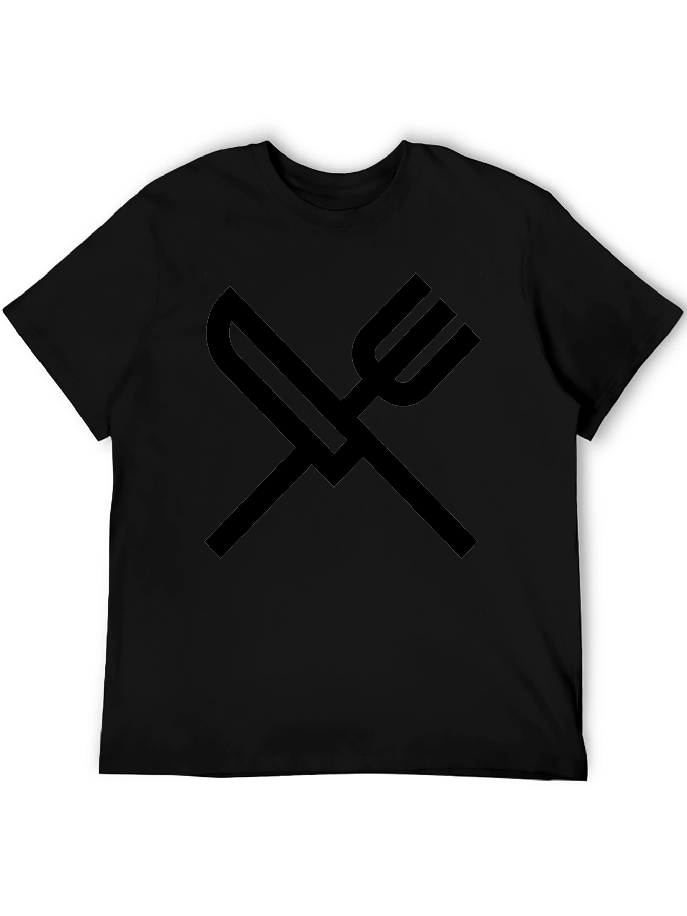 Knife and Fork Graphic Tee - Solid Black