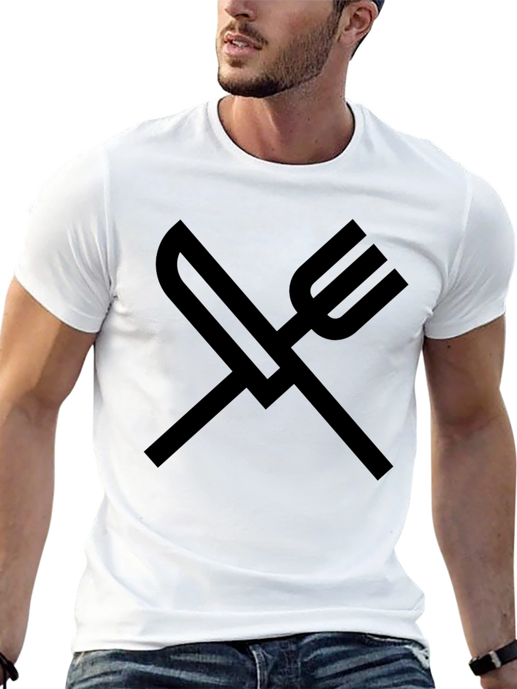 Knife and Fork Graphic Tee - Solid Black