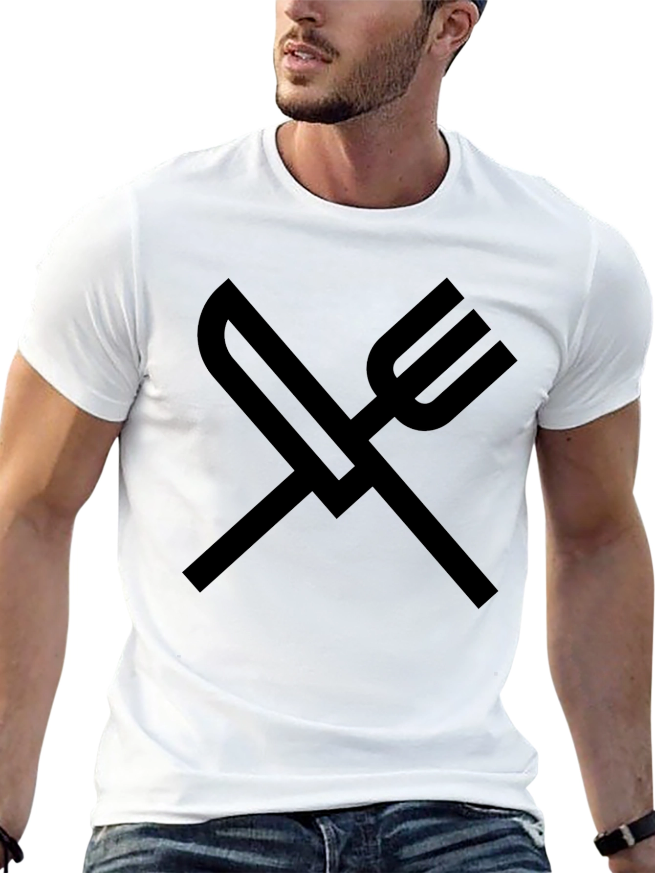 Knife and Fork Graphic Tee - Solid Black