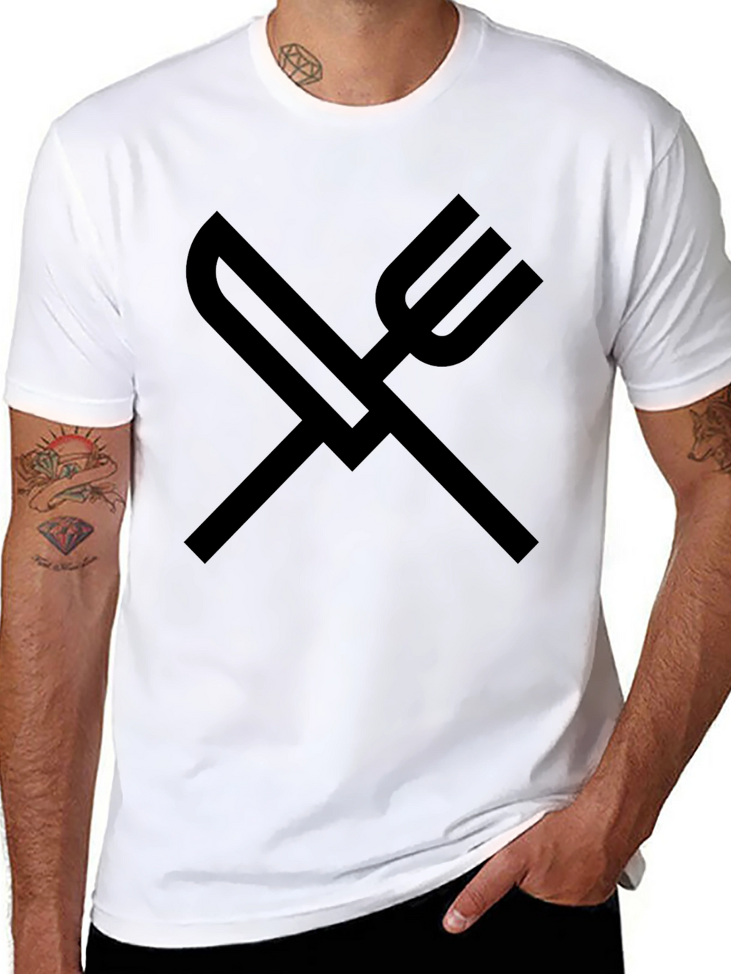 Knife and Fork Graphic Tee - Solid Black