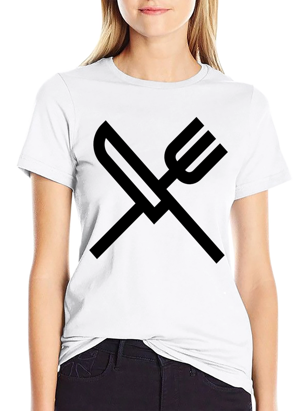 Knife and Fork Graphic Tee - Solid Black
