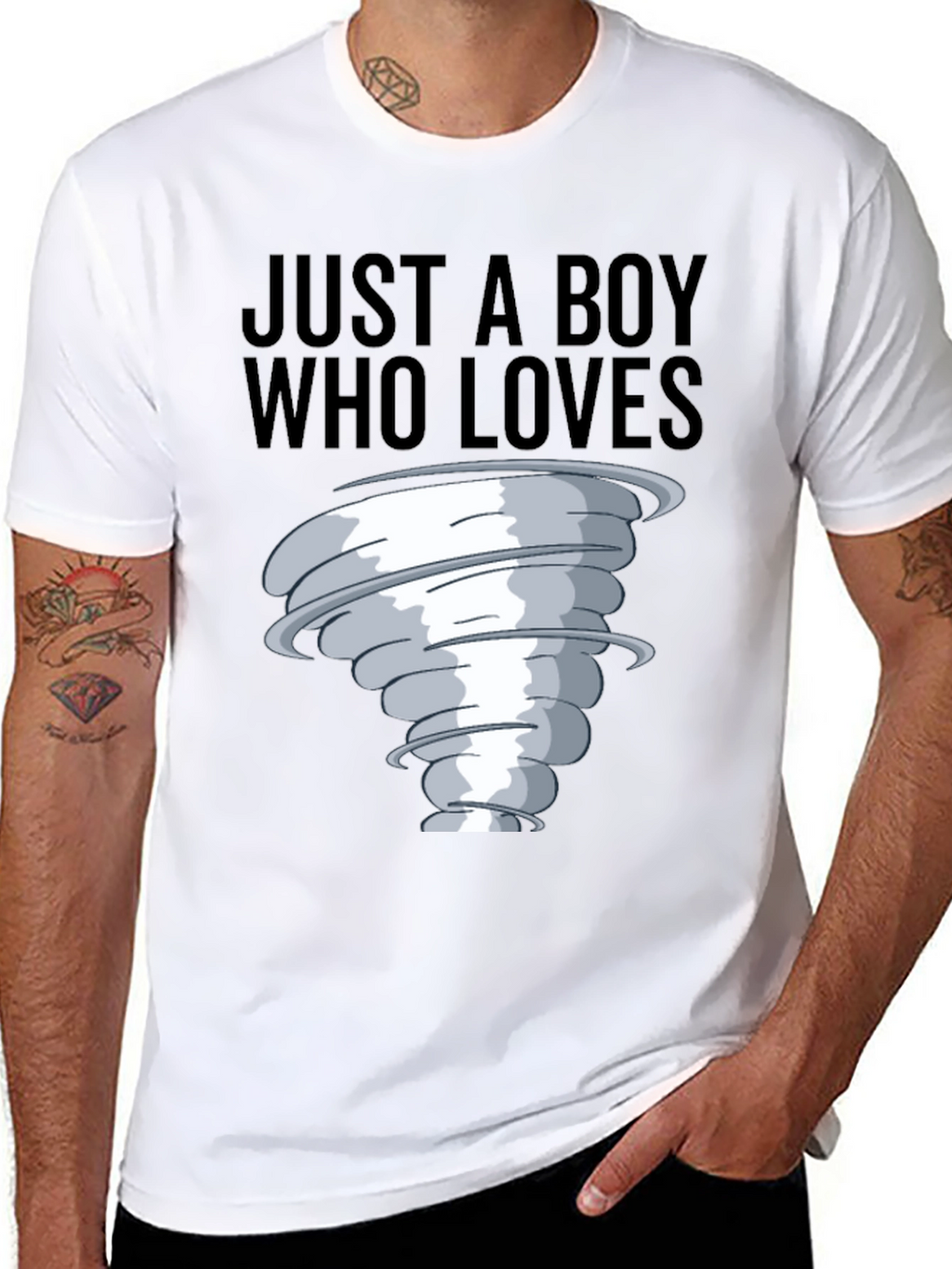 Boy Who Loves Tornado T-Shirt Black Cotton Tee