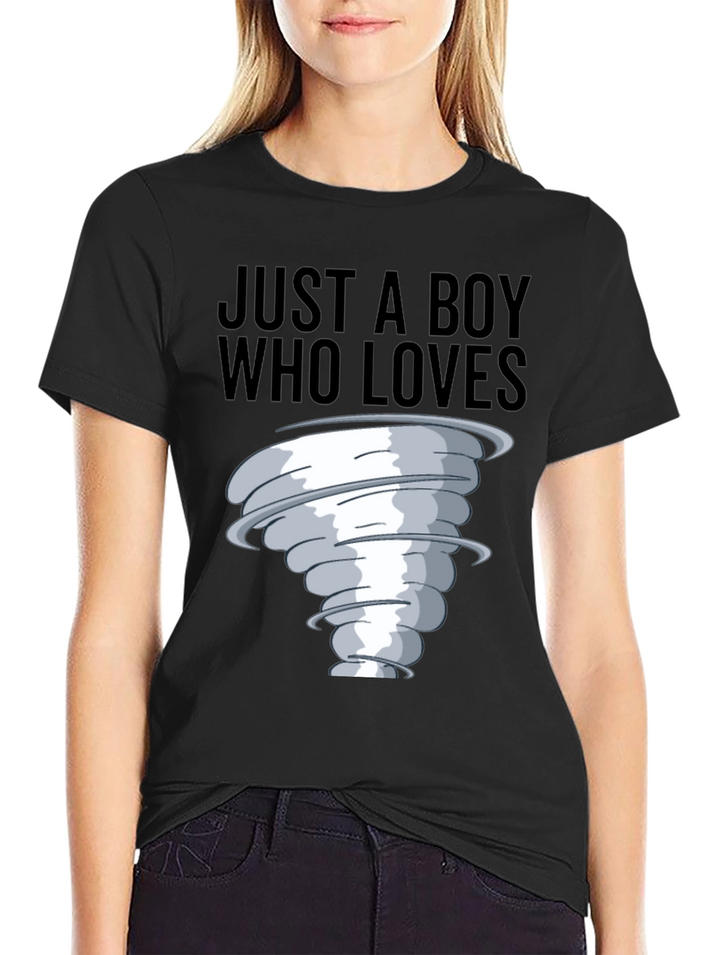 Boy Who Loves Tornado T-Shirt Black Cotton Tee