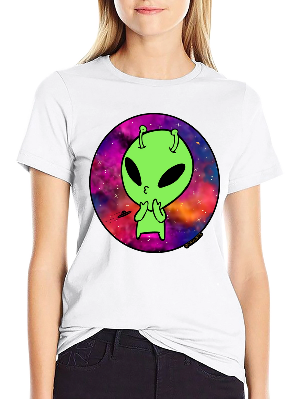 Cosmic Alien Graphic Tee - Mens Black T-Shirt