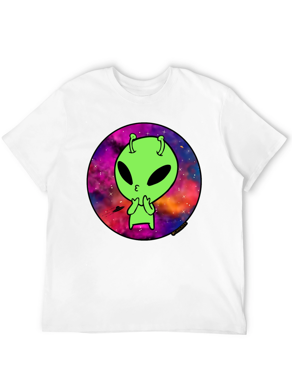 Cosmic Alien Graphic Tee - Mens Black T-Shirt