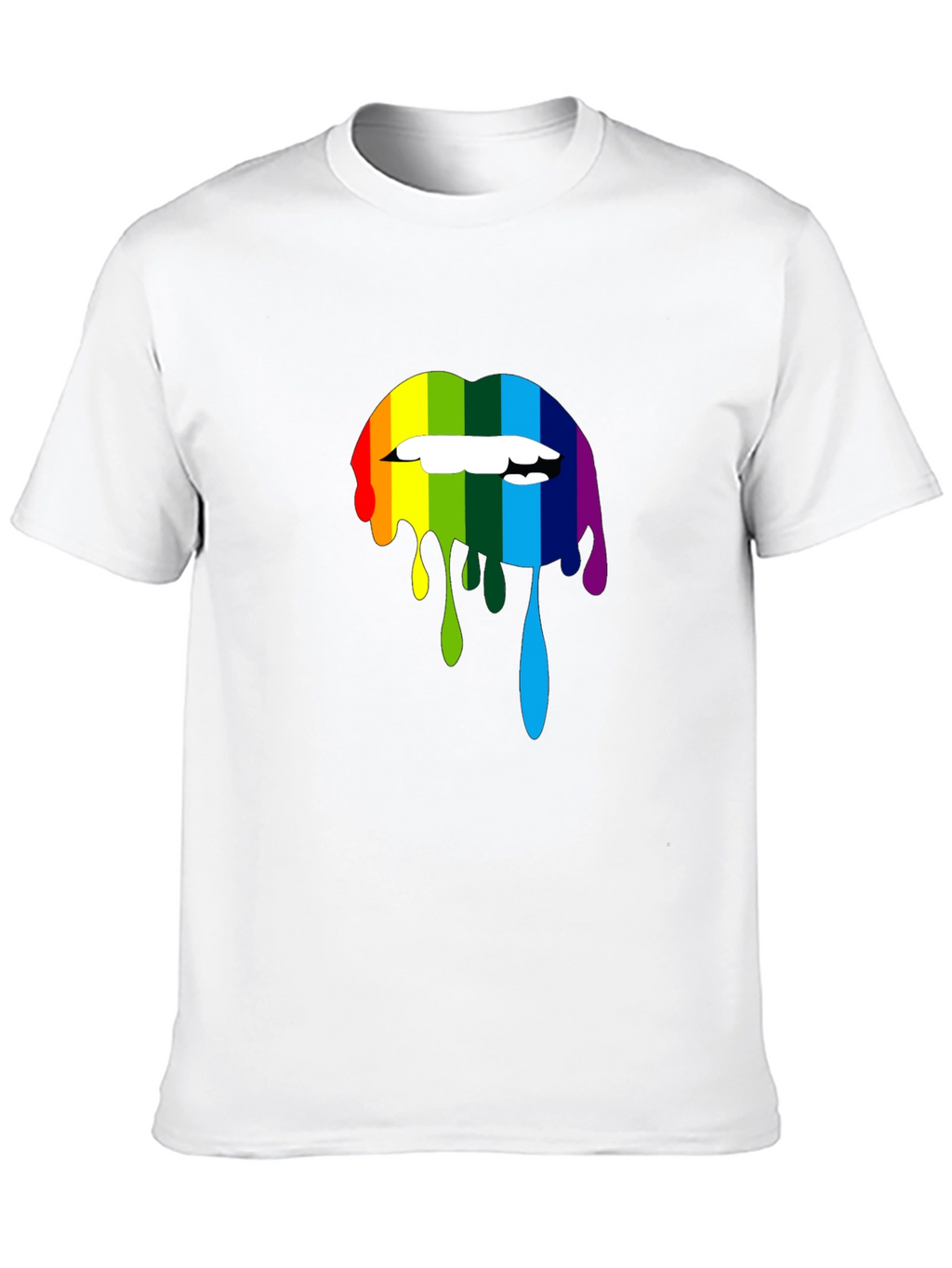 Rainbow Lips Graphic Print Black T-Shirt