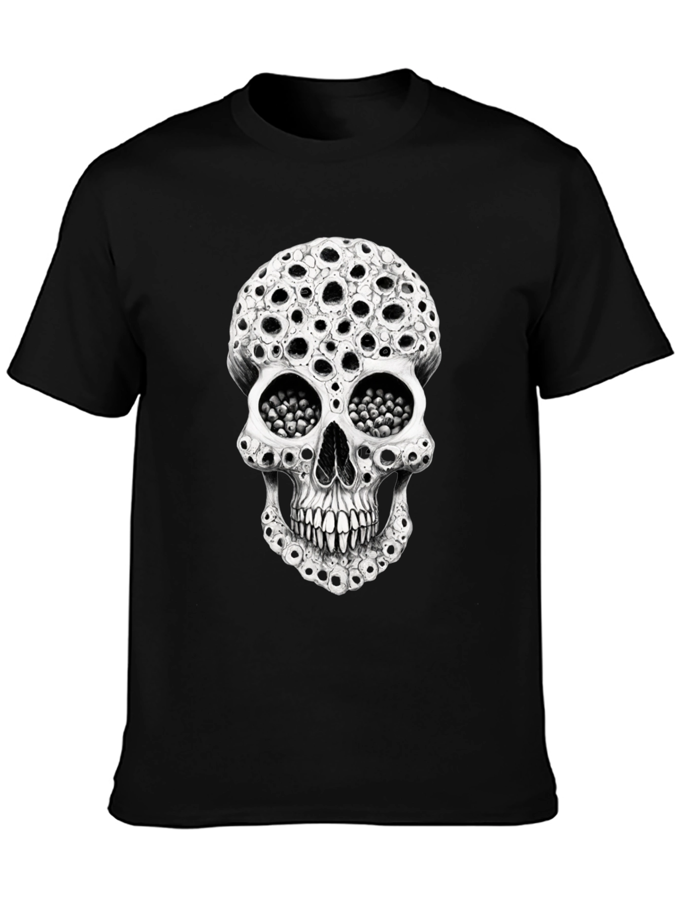 Holey Skull Graphic Tee - Unique Horror T-Shirt