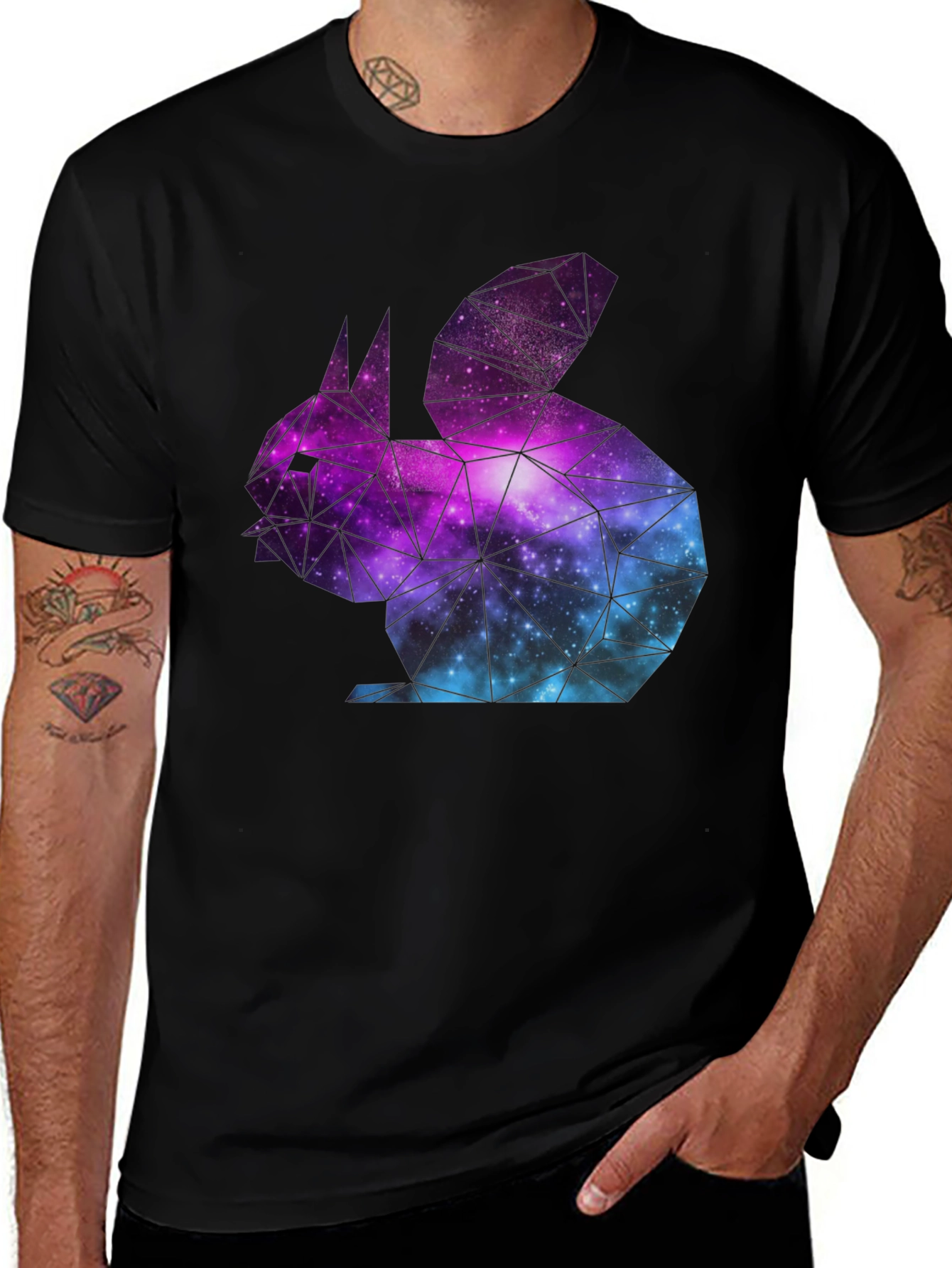 Galaxy Rabbit Graphic T-Shirt - Black