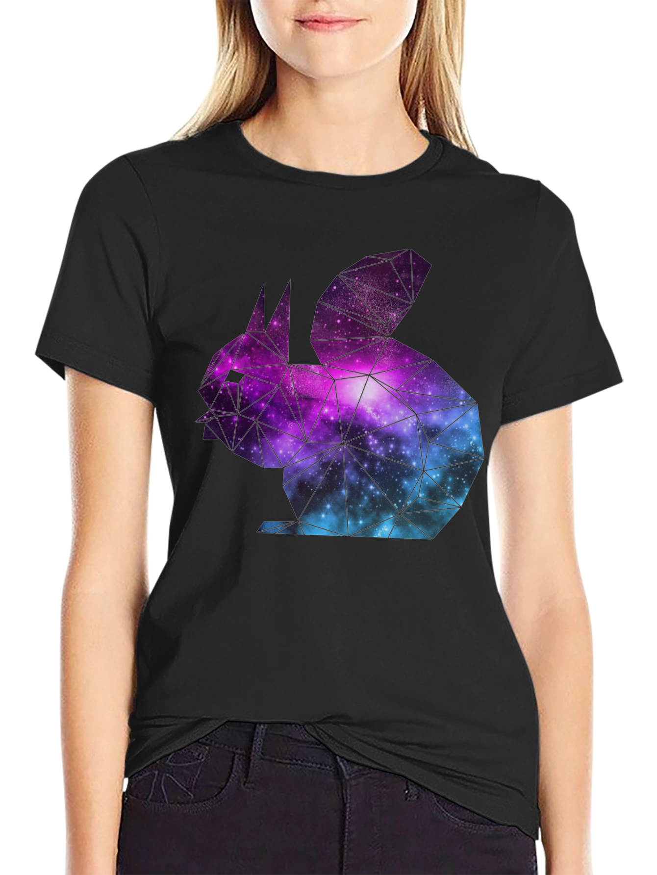 Galaxy Rabbit Graphic T-Shirt - Black