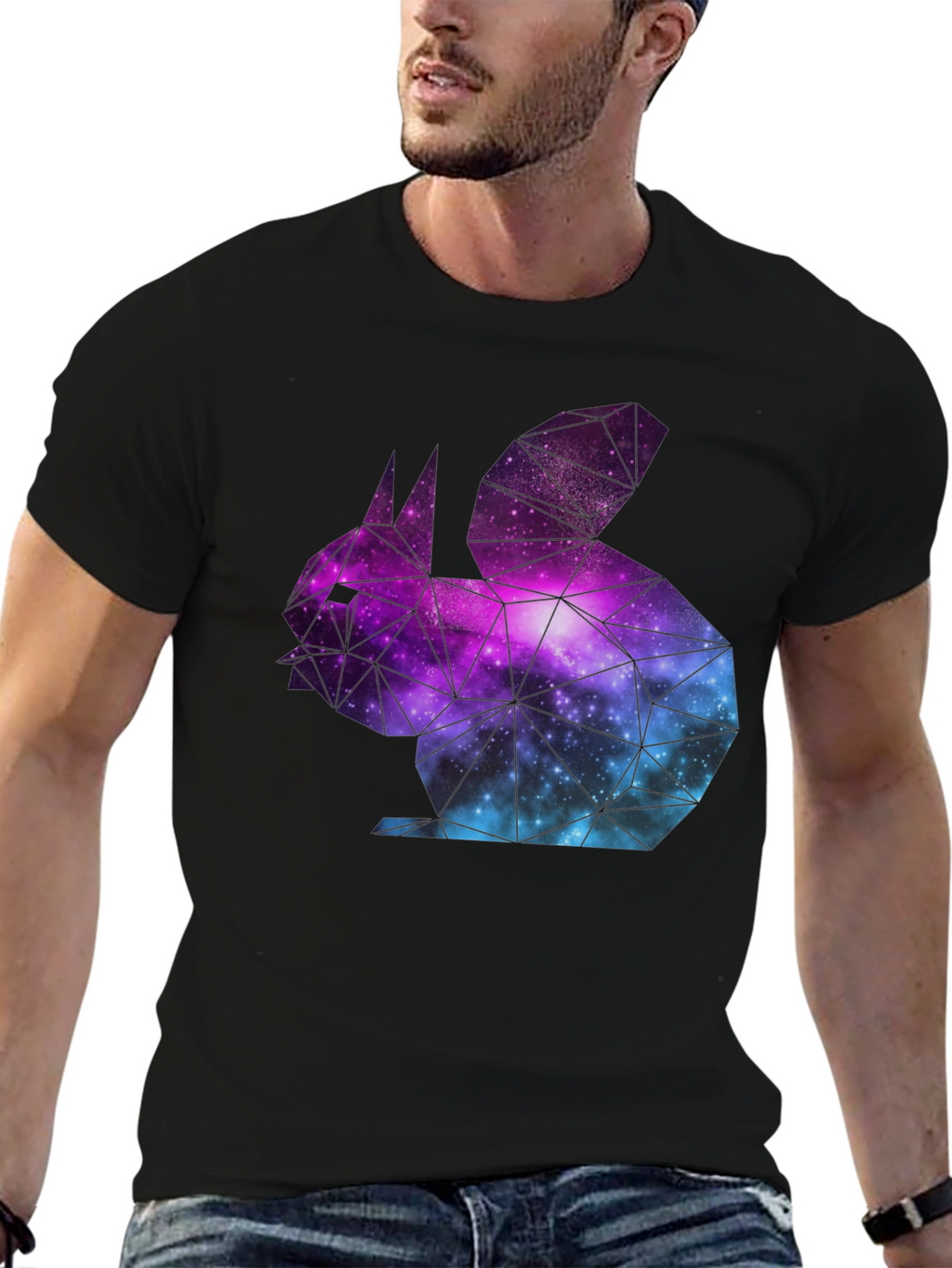 Galaxy Rabbit Graphic T-Shirt - Black