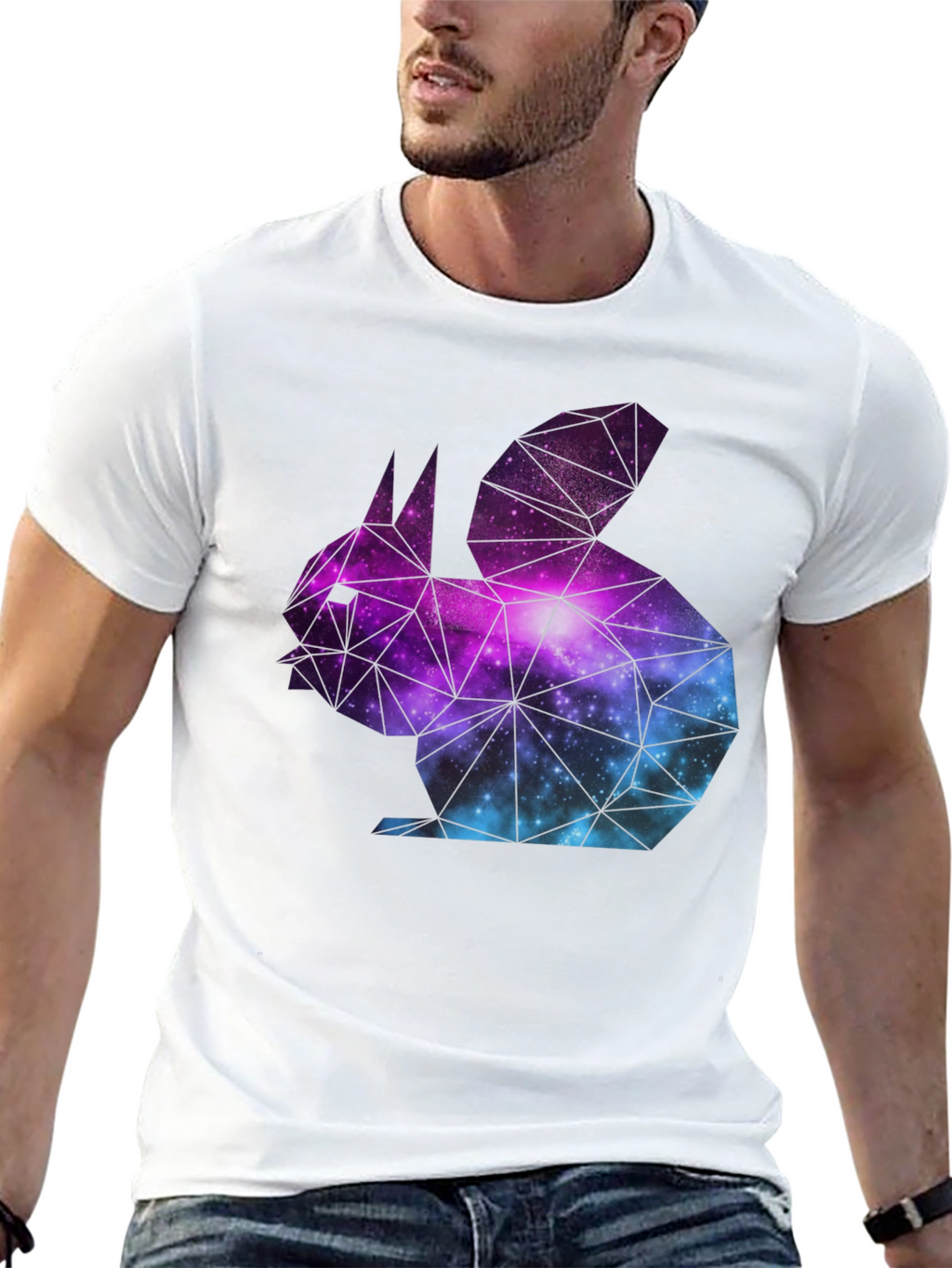 Galaxy Rabbit Graphic T-Shirt - Black