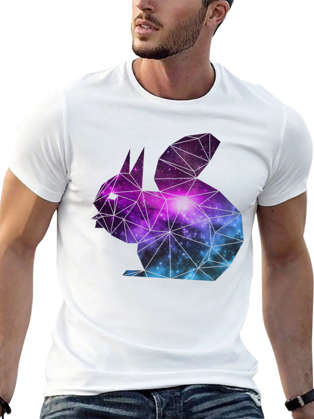 Galaxy Rabbit Graphic T-Shirt - Black