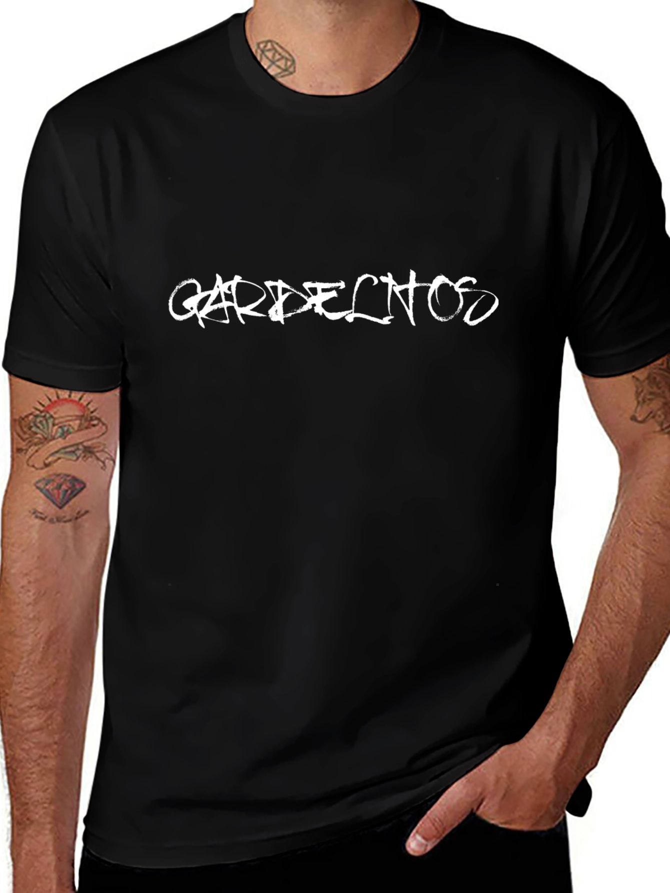 Black T-Shirt with White GARDELNOFO Text