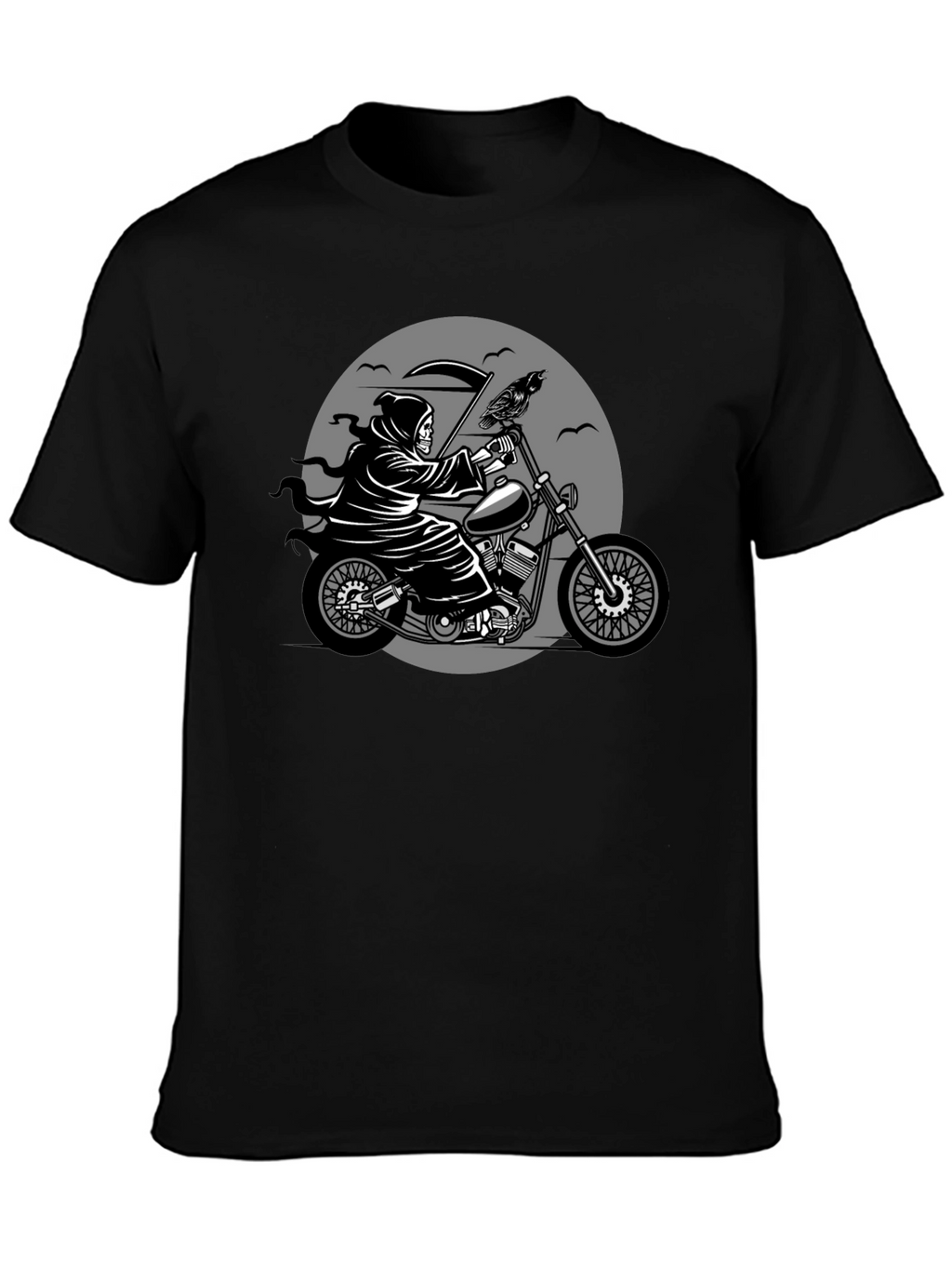 Grim Reaper Motorcycle Graphic Tee - Black