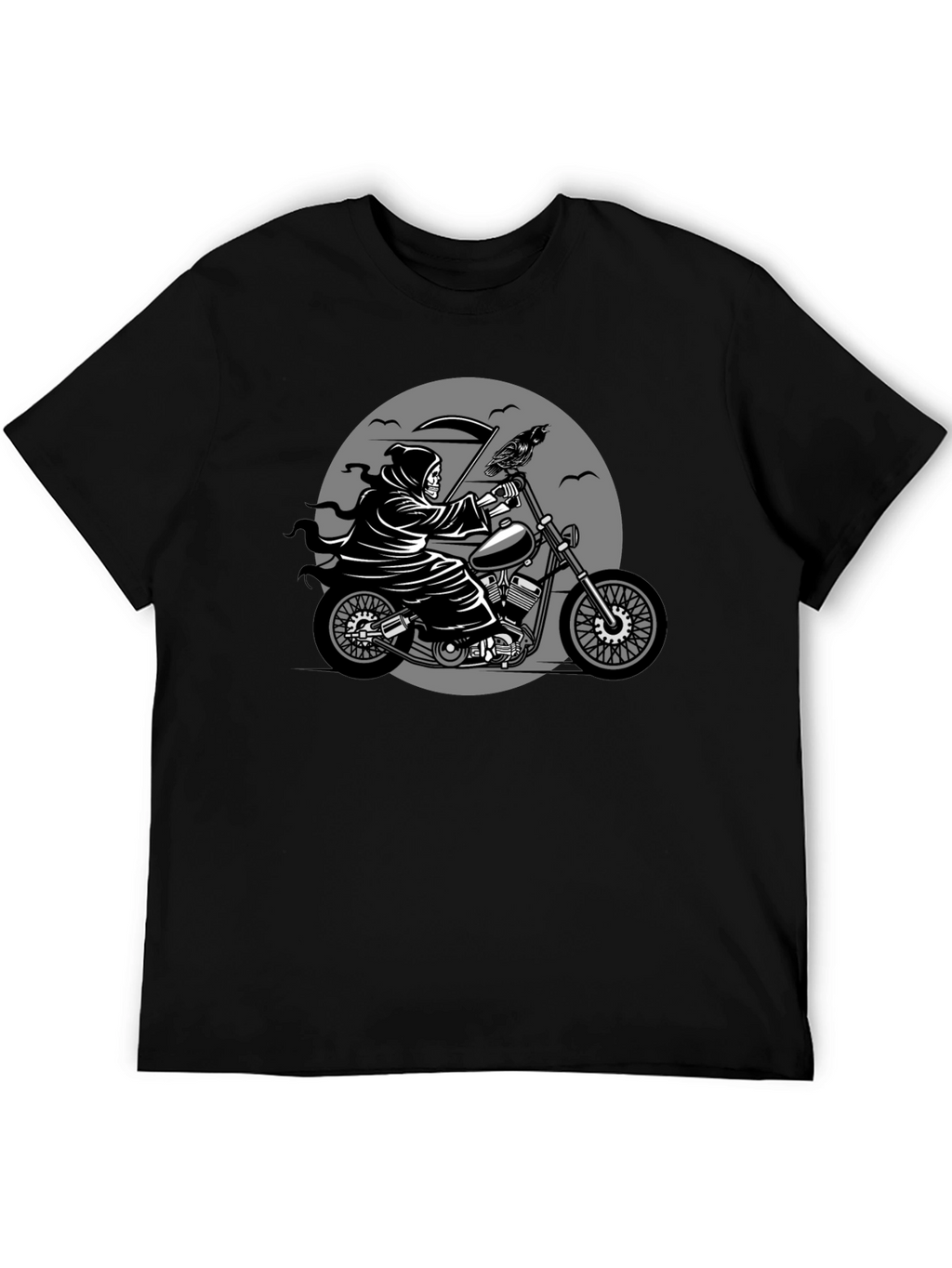 Grim Reaper Motorcycle Graphic Tee - Black