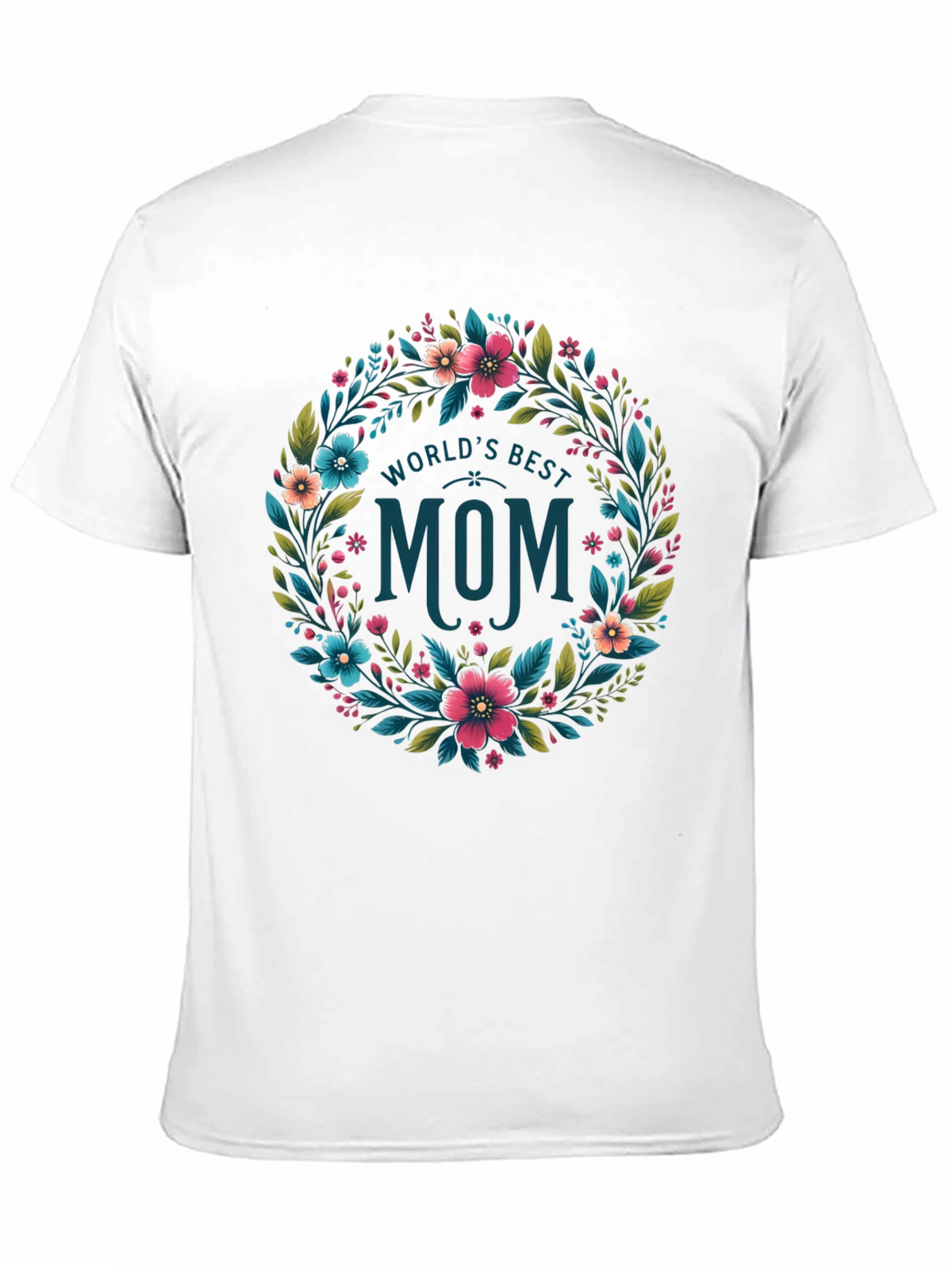 Worlds Best Mom Floral Wreath T-Shirt - Black
