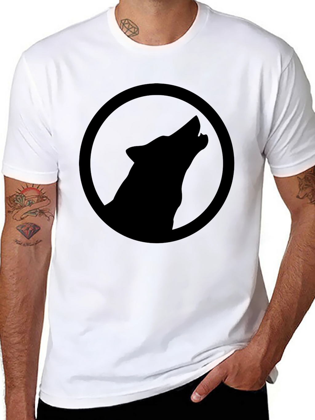 Wolf Howl Silhouette Graphic T-Shirt