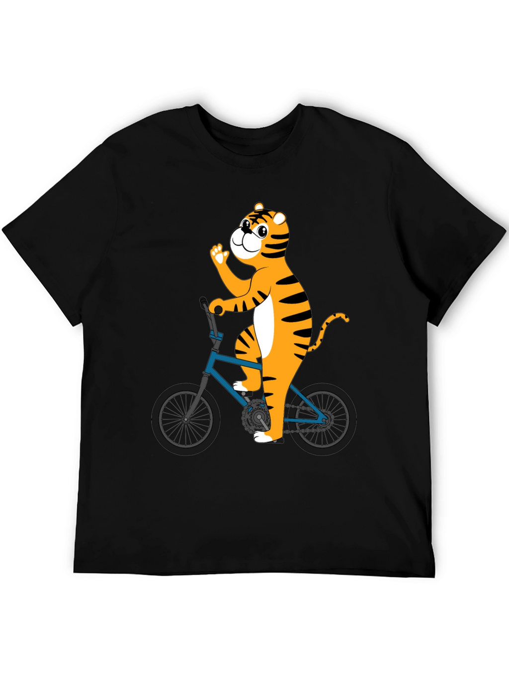 Tiger Riding Bike Graphic T-Shirt - Black