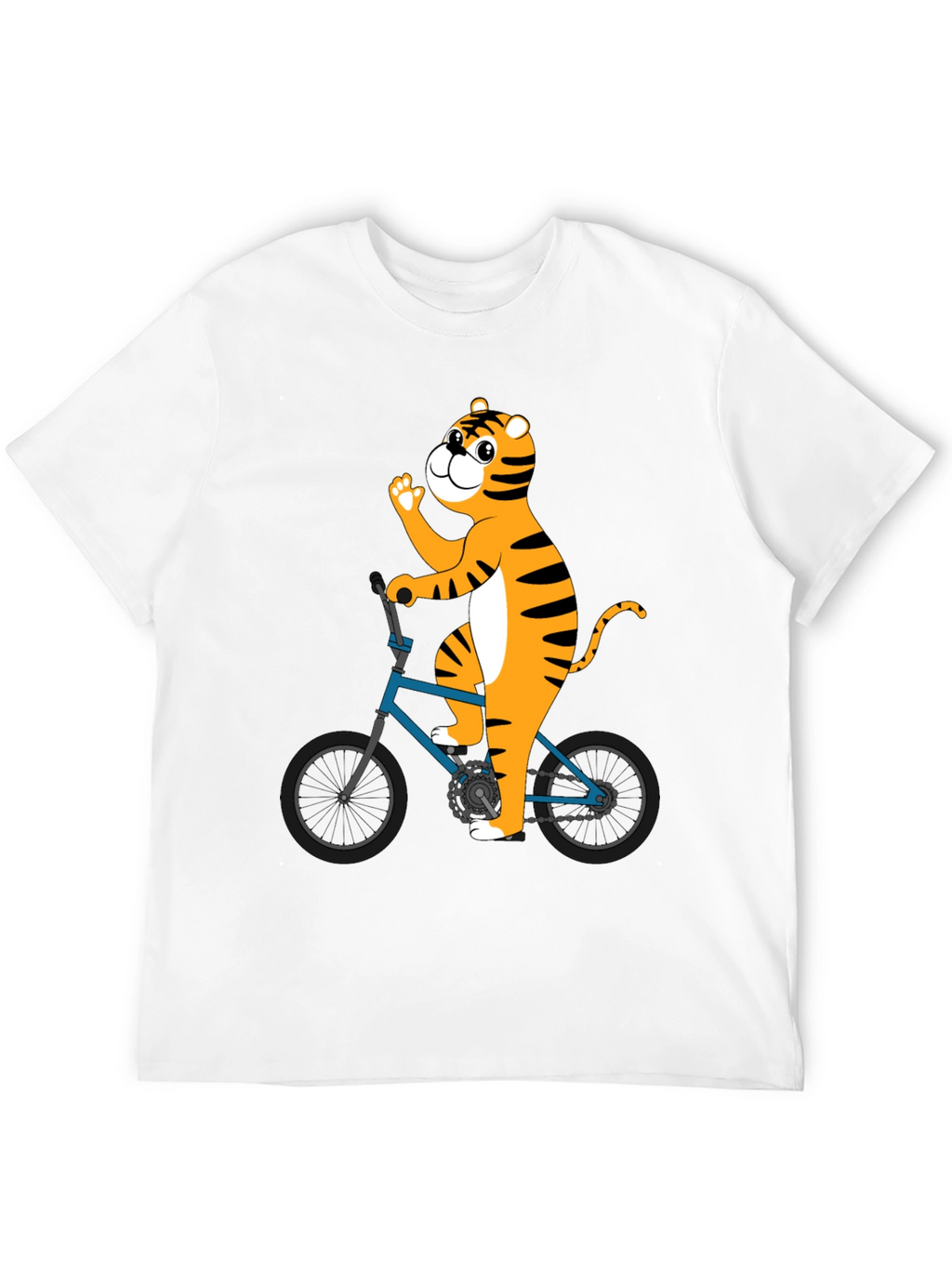 Tiger Riding Bike Graphic T-Shirt - Black
