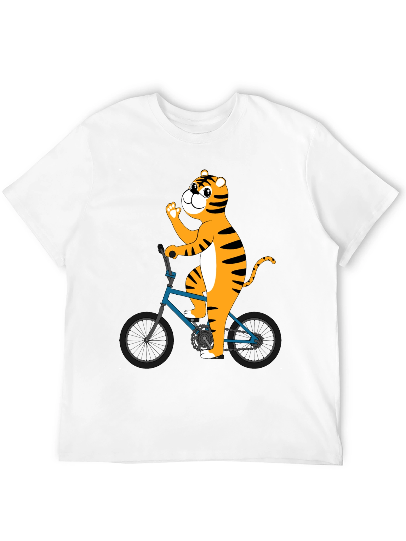 Tiger Riding Bike Graphic T-Shirt - Black
