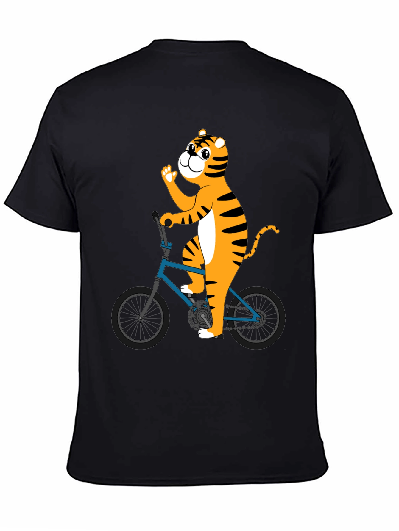 Tiger Riding Bike Graphic T-Shirt - Black