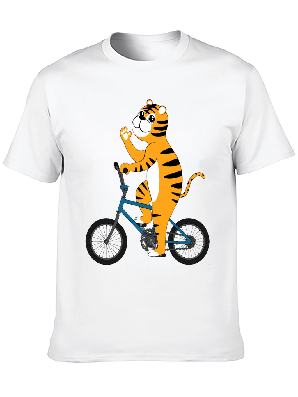 Tiger Riding Bike Graphic T-Shirt - Black