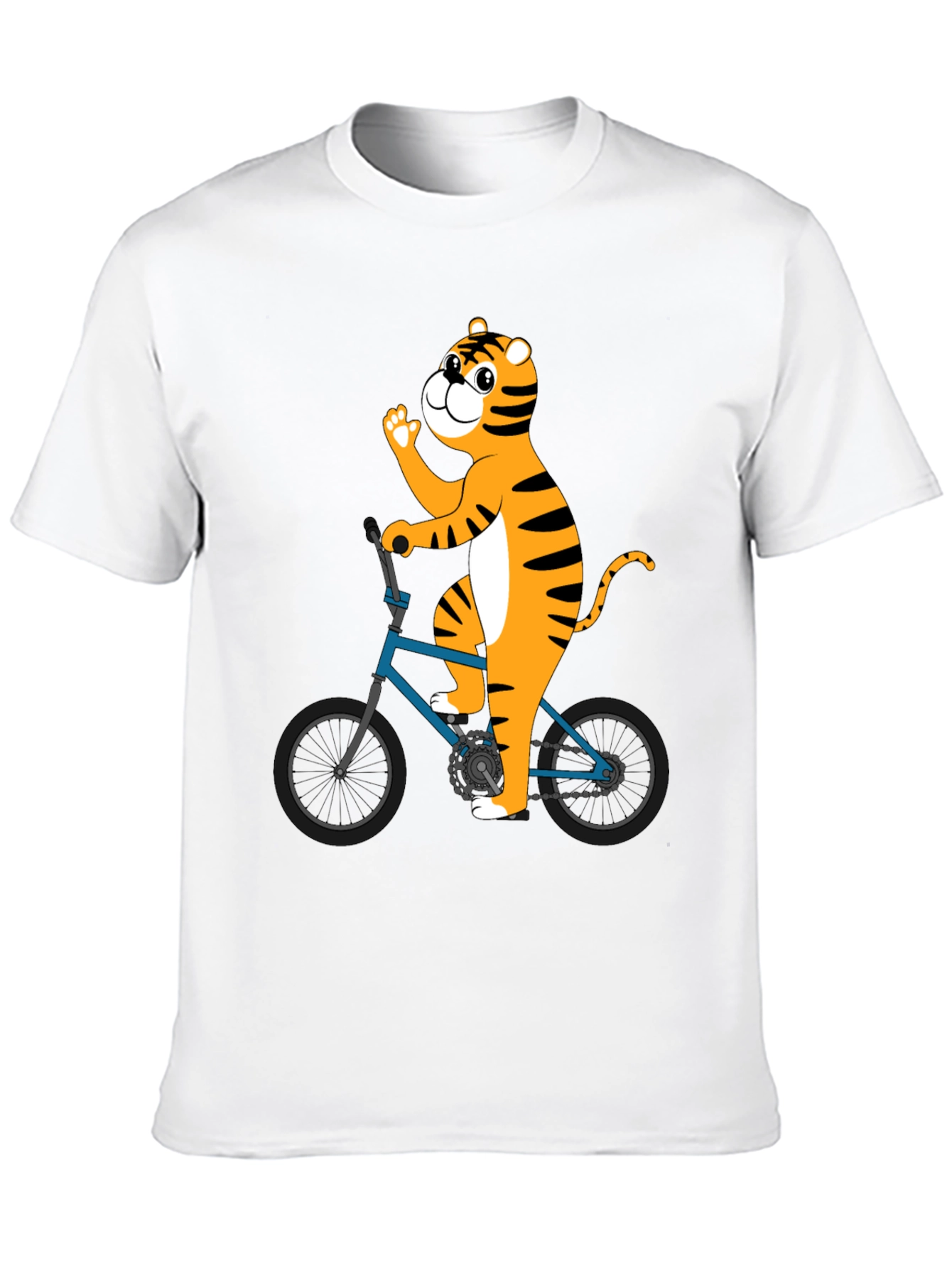 Tiger Riding Bike Graphic T-Shirt - Black